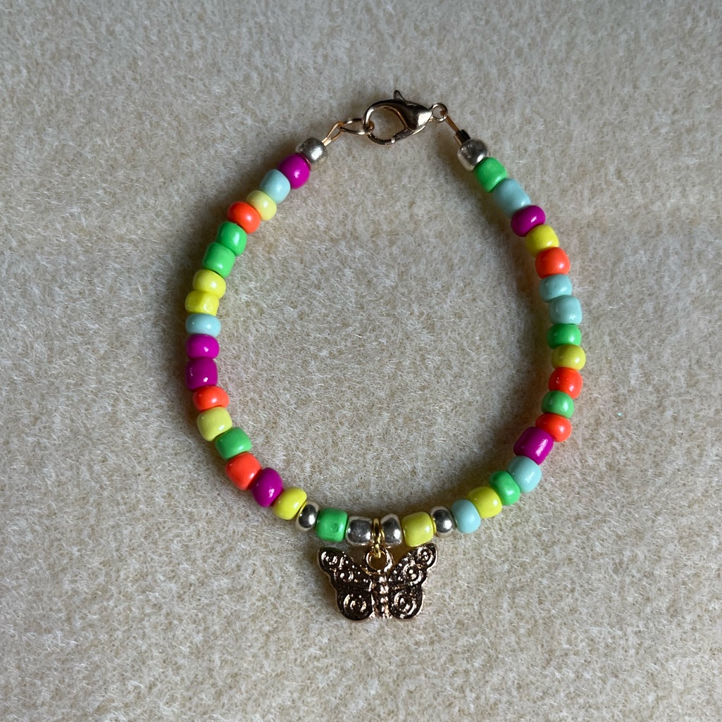 *2 For $20* Mutlicolored Beaded Butterfly Charm Bracelet